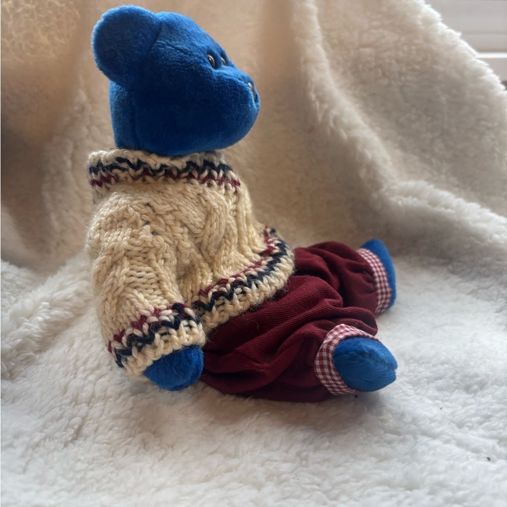 TY Beanie Babies “Clubby” Blue Bear with Knit Sweater and Red Pants. - Picture 4 of 10